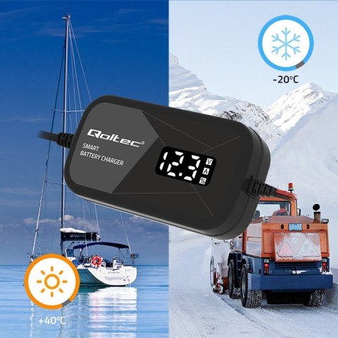 Inteligentna mikroprocesorowa ładowarka 12V | 2A | Prostownik z funkcją regeneracji ogniw do akumulatora AGM GEL | LCD Inteligentna mikroprocesorowa ładowarka 12V | 2A | Prostownik z funkcją regeneracji ogniw do akumulatora AGM GEL | LCD
