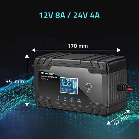 Inteligentna mikroprocesorowa ładowarka 12V 8A | 24V 4A |Prostownik z funkcją naprawy do akumulatora AGM GEL | LCD Inteligentna mikroprocesorowa ładowarka 12V 8A | 24V 4A |Prostownik z funkcją naprawy do akumulatora AGM GEL | LCD