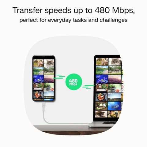 Kabel USB-C-USB-C PowerStream 100W oplot 1,2m biały Kabel USB-C-USB-C PowerStream 100W oplot 1,2m biały