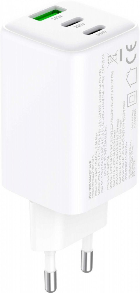 Ładowarka sieciowa 3xUSB 65W 3,24A Power Delivery 3.0 QC4.0 Ładowarka sieciowa 3xUSB 65W 3,24A Power Delivery 3.0 QC4.0