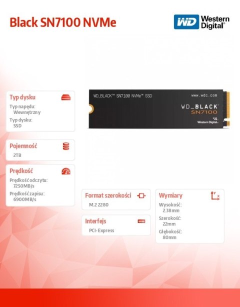 Dysk SSD Black 2TB SN7100 NVMe 2280 M2