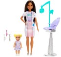 Lalka Barbie Lekarz Dentystka z pacjentem ciemne włosy