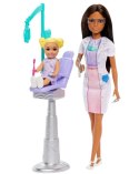 Lalka Barbie Lekarz Dentystka z pacjentem ciemne włosy