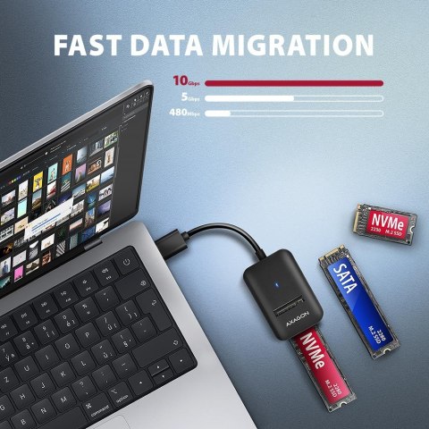 ADM2-AM Adapter USB3.2 Gen 2 M.2 NVMe/SATA SSD 10Gbps 10cm USB-A cable ADM2-AM Adapter USB3.2 Gen 2 M.2 NVMe/SATA SSD 10Gbps 10cm USB-A cable