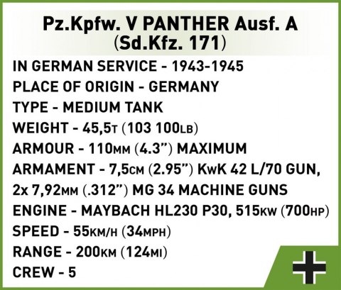 Klocki Pz.Kpfw.V Panther Ausf.A 1152 klocki Klocki Pz.Kpfw.V Panther Ausf.A 1152 klocki