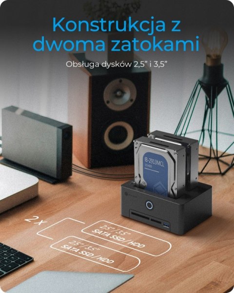 Czytnik kart IB-1233CL-CR 2x 2,5/3,5 SSD/HDD Czytnik kart IB-1233CL-CR 2x 2,5/3,5 SSD/HDD