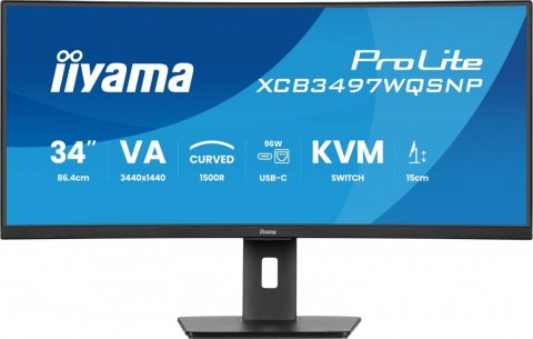 Monitor 34 cali XCB3497WQSNP-B1 VA,UWQHD,1500R,USB-cDock,KVM,95W, 2xHDMI, 1xDP, RJ45,2x5W,21:9 /5y/ Monitor 34 cali XCB3497WQSNP-B1 VA,UWQHD,1500R,USB-cDock,KVM,95W, 2xHDMI, 1xDP, RJ45,2x5W,21:9 /5y/