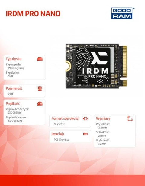 Dysk SSD IRDM PRO NANO M.2 2230 2TB 7300/6000 Dysk SSD IRDM PRO NANO M.2 2230 2TB 7300/6000