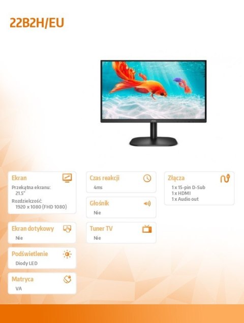 Monitor 22B2H/EU 21.5 cala VA HDMI Monitor 22B2H/EU 21.5 cala VA HDMI