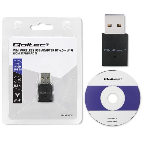 Bezprzewodowy mini adapter Wi-Fi | BT 4.0 USB | standard N Bezprzewodowy mini adapter Wi-Fi | BT 4.0 USB | standard N