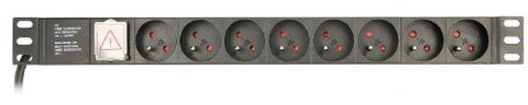 Listwa zasilająca rack (PDU), 8 gniazd FR, 1U, 16A, wtyk Schuko 3m Listwa zasilająca rack (PDU), 8 gniazd FR, 1U, 16A, wtyk Schuko 3m