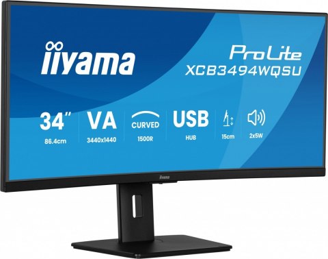 Monitor 34 cali XCB3494WQSU-B1 VA,UWQHD,1500R,2xHDMI,DP,2xUSB,2xUSB-C Monitor 34 cali XCB3494WQSU-B1 VA,UWQHD,1500R,2xHDMI,DP,2xUSB,2xUSB-C
