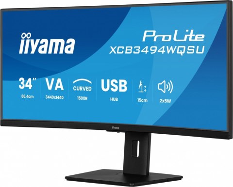 Monitor 34 cali XCB3494WQSU-B1 VA,UWQHD,1500R,2xHDMI,DP,2xUSB,2xUSB-C Monitor 34 cali XCB3494WQSU-B1 VA,UWQHD,1500R,2xHDMI,DP,2xUSB,2xUSB-C