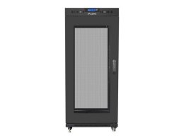 Szafa instalacyjna rack stojąca 19 27U 600x800 czarna, drzwi perforowane LCD (Flat Pack)