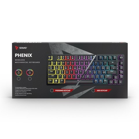 Klawiatura mechaniczna bezprzewodowa PHENIX, Gateron Red Pro, Pudding Klawiatura mechaniczna bezprzewodowa PHENIX, Gateron Red Pro, Pudding