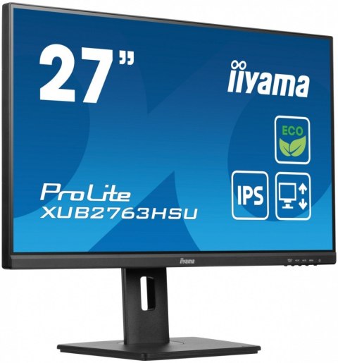 Monitor 27 cali ProLite XUB2763HSU-B1 IPS,100HZ,ECO,3ms,SLIM,HDMI,DP,2x USB3.22x2W,HAS(150mm),TCO,EPEAT Monitor 27 cali ProLite XUB2763HSU-B1 IPS,100HZ,ECO,3ms,SLIM,HDMI,DP,2x USB3.22x2W,HAS(150mm),TCO,EPEAT
