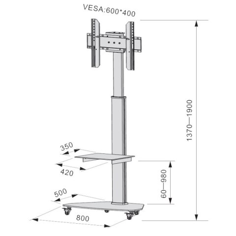 Stojak Mobilny LCD/LED 37-70cali, 40kg PIVOT Stojak Mobilny LCD/LED 37-70cali, 40kg PIVOT