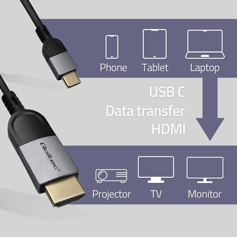 Kabel Adapter USB-C na HDMI high speed 4K | 60Hz | 32AWG | 2m Kabel Adapter USB-C na HDMI high speed 4K | 60Hz | 32AWG | 2m