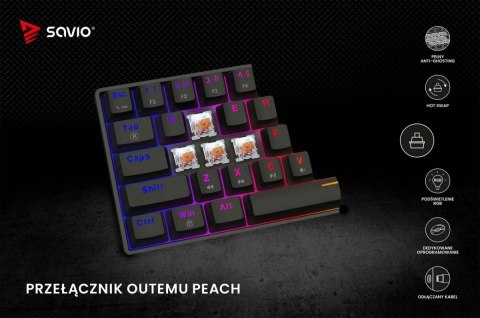 Klawiatura mechaniczna BLACKOUT X2 OUTEMU Peach Silent, Hot Swap Klawiatura mechaniczna BLACKOUT X2 OUTEMU Peach Silent, Hot Swap