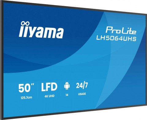 Monitor 50 cali LH5064UHS-B1AG, 24/7,IPS,ANDROID14,4K,500cd,1200:1, 2xHDMI ,USB-C,RJ45, RS-232c, IR, 2x10W, 2xUSB, UCHWYT ŚCIE Monitor 50 cali LH5064UHS-B1AG, 24/7,IPS,ANDROID14,4K,500cd,1200:1, 2xHDMI ,USB-C,RJ45, RS-232c, IR, 2x10W, 2xUSB, UCHWYT ŚCIE