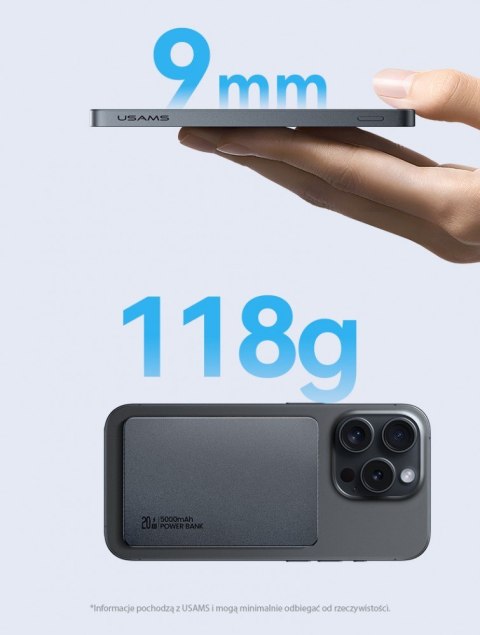 PowerBank 5000mAh 20W Indukcyjny Magsafe PD Fast Charge tytanowy PowerBank 5000mAh 20W Indukcyjny Magsafe PD Fast Charge tytanowy