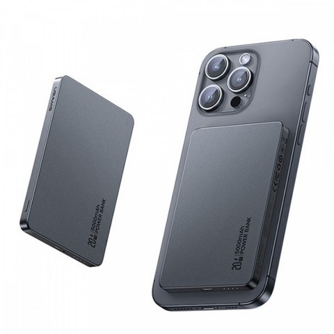 PowerBank 5000mAh 20W Indukcyjny Magsafe PD Fast Charge tytanowy PowerBank 5000mAh 20W Indukcyjny Magsafe PD Fast Charge tytanowy