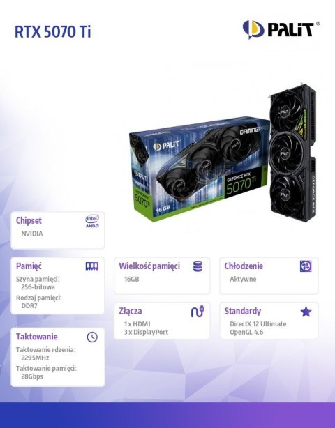 Karta graficzna RTX 5070 Ti GAMING PRO V1 16GB GDDR7 256bit 3DP/HDMI Karta graficzna RTX 5070 Ti GAMING PRO V1 16GB GDDR7 256bit 3DP/HDMI