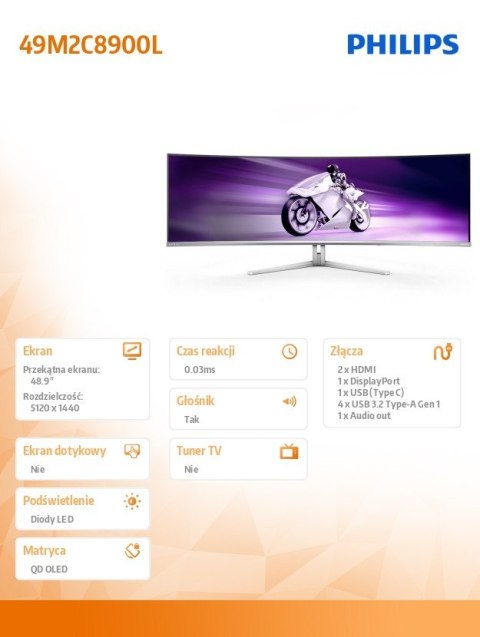 Monitor zakrzywiony 49M2C8900L 48.9 cala QD OLED 4K 144Hz Monitor zakrzywiony 49M2C8900L 48.9 cala QD OLED 4K 144Hz