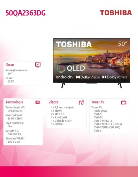 Telewizor QLED 50 cali 50QA2363DG Telewizor QLED 50 cali 50QA2363DG