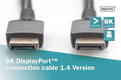 Kabel połączeniowy PREMIUM DisplayPort 8K60Hz UHD DP/DP M/M 2m Czarny Kabel połączeniowy PREMIUM DisplayPort 8K60Hz UHD DP/DP M/M 2m Czarny