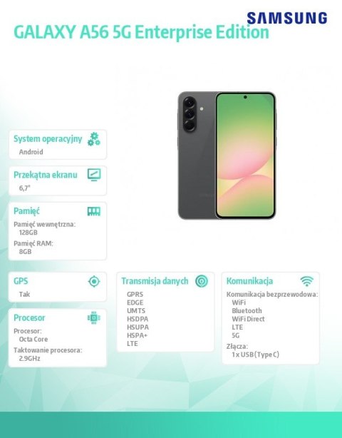 Smartfon GALAXY A56 5G 8/128GB grafit Enterprise Edition Smartfon GALAXY A56 5G 8/128GB grafit Enterprise Edition
