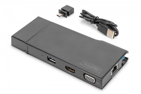 Stacja dokująca USB 3.0 Typ A, 7-portów, 4K 30Hz, HDMI, VGA, 2x USB 3.0, SD microSD, RJ45 Stacja dokująca USB 3.0 Typ A, 7-portów, 4K 30Hz, HDMI, VGA, 2x USB 3.0, SD microSD, RJ45