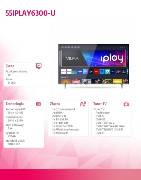 Telewizor LED 55 cali 55IPLAY6300-U Telewizor LED 55 cali 55IPLAY6300-U