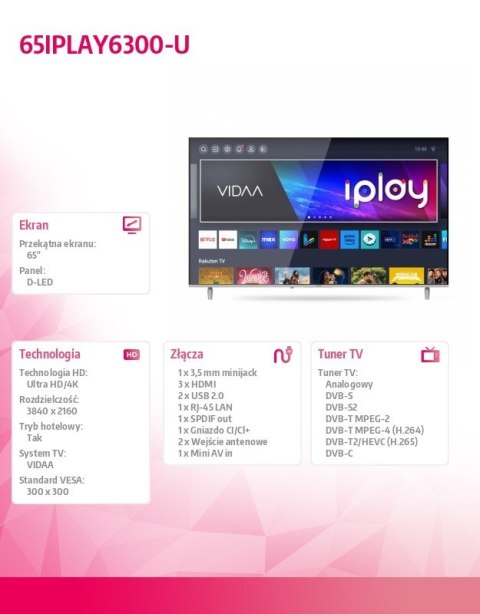 Telewizor LED 65 cali 65IPLAY6300-U Telewizor LED 65 cali 65IPLAY6300-U