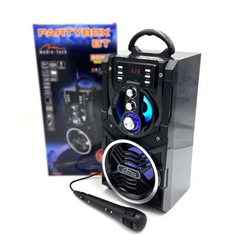 Głośnik PARTYBOX BT MT3150 Karaoke/Bluetooth 5.0/FM/MP3/USB/AUX/LED/USB-C/RMS 18W/PMPO 800W. Głośnik PARTYBOX BT MT3150 Karaoke/Bluetooth 5.0/FM/MP3/USB/AUX/LED/USB-C/RMS 18W/PMPO 800W.