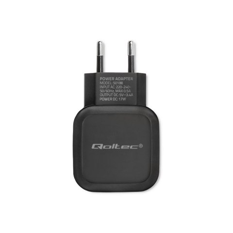 Ładowarka sieciowa 17W | 5V | 3.4A | 2xUSB + kabel USB typC Ładowarka sieciowa 17W | 5V | 3.4A | 2xUSB + kabel USB typC