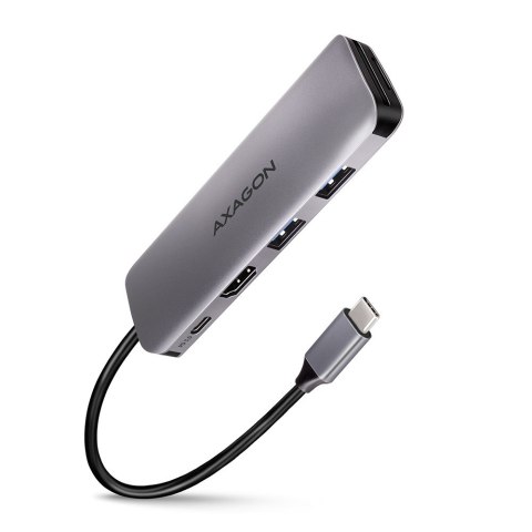 HMC-5 Wieloportowy hub USB 5in1, 5Gbps, 2x USB-A, HDMI 4K/30Hz, SD/microSD, PD 100W, 20cm USB-C kabel HMC-5 Wieloportowy hub USB 5in1, 5Gbps, 2x USB-A, HDMI 4K/30Hz, SD/microSD, PD 100W, 20cm USB-C kabel