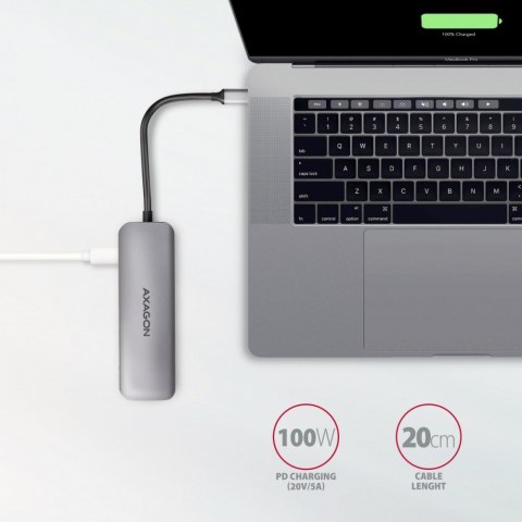 HMC-5 Wieloportowy hub USB 5in1, 5Gbps, 2x USB-A, HDMI 4K/30Hz, SD/microSD, PD 100W, 20cm USB-C kabel HMC-5 Wieloportowy hub USB 5in1, 5Gbps, 2x USB-A, HDMI 4K/30Hz, SD/microSD, PD 100W, 20cm USB-C kabel