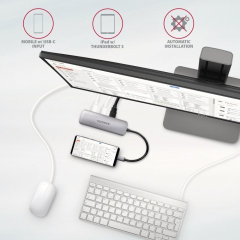 HMC-5 Wieloportowy hub USB 5in1, 5Gbps, 2x USB-A, HDMI 4K/30Hz, SD/microSD, PD 100W, 20cm USB-C kabel HMC-5 Wieloportowy hub USB 5in1, 5Gbps, 2x USB-A, HDMI 4K/30Hz, SD/microSD, PD 100W, 20cm USB-C kabel