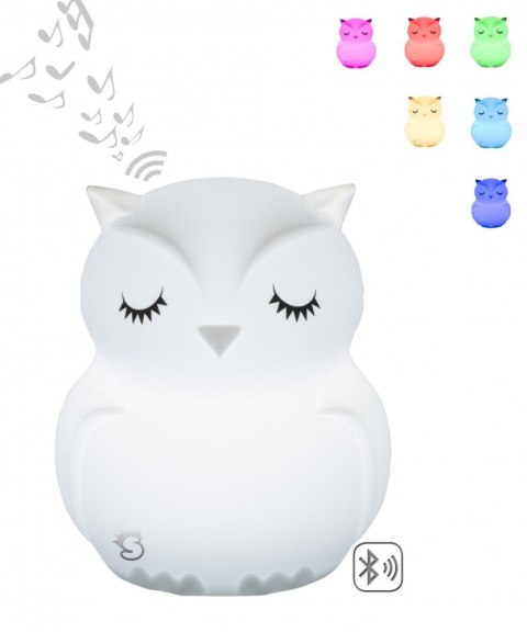 Lampka nocna silikonowa zmieniająca kolory z głośnikiem Bluetooth Świetlaczek Sówka HU HU Lampka nocna silikonowa zmieniająca kolory z głośnikiem Bluetooth Świetlaczek Sówka HU HU