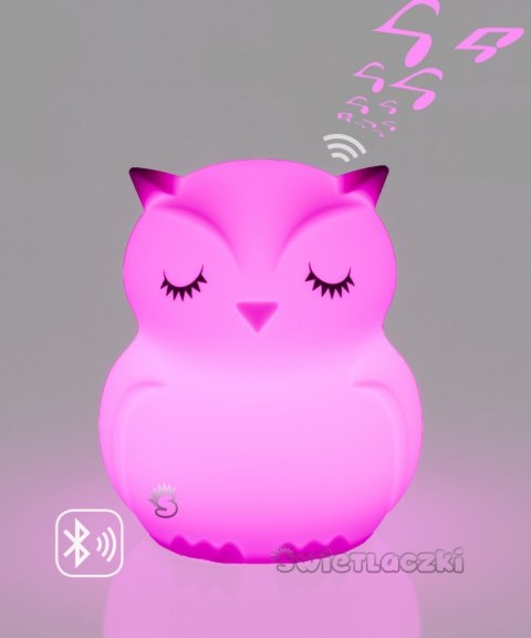 Lampka nocna silikonowa zmieniająca kolory z głośnikiem Bluetooth Świetlaczek Sówka HU HU Lampka nocna silikonowa zmieniająca kolory z głośnikiem Bluetooth Świetlaczek Sówka HU HU