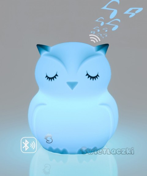 Lampka nocna silikonowa zmieniająca kolory z głośnikiem Bluetooth Świetlaczek Sówka HU HU Lampka nocna silikonowa zmieniająca kolory z głośnikiem Bluetooth Świetlaczek Sówka HU HU