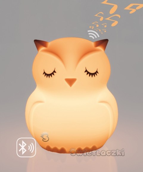 Lampka nocna silikonowa zmieniająca kolory z głośnikiem Bluetooth Świetlaczek Sówka HU HU Lampka nocna silikonowa zmieniająca kolory z głośnikiem Bluetooth Świetlaczek Sówka HU HU