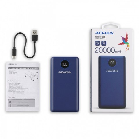 Powerbank P20000QCD 20000mAh Niebieski QC/PD Powerbank P20000QCD 20000mAh Niebieski QC/PD