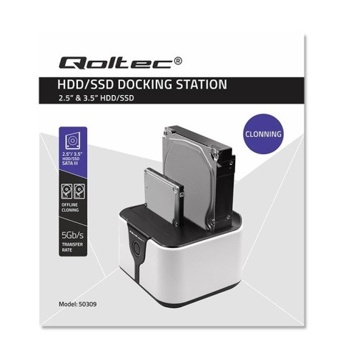 Stacja dokująca do dysków HDD SSD 2.5" 3.5" | SATA III | USB 3.0 | Super speed 5Gb/s | z funkcją klonowania offline Stacja dokująca do dysków HDD SSD 2.5" 3.5" | SATA III | USB 3.0 | Super speed 5Gb/s | z funkcją klonowania offline
