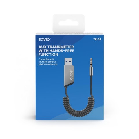 Transmiter Adapter AUX z bluetooth 5.3, funkcja zestawu głośnomówiącego, TR-16 Transmiter Adapter AUX z bluetooth 5.3, funkcja zestawu głośnomówiącego, TR-16