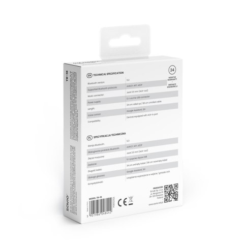 Transmiter Adapter AUX z bluetooth 5.3, funkcja zestawu głośnomówiącego, TR-16 Transmiter Adapter AUX z bluetooth 5.3, funkcja zestawu głośnomówiącego, TR-16