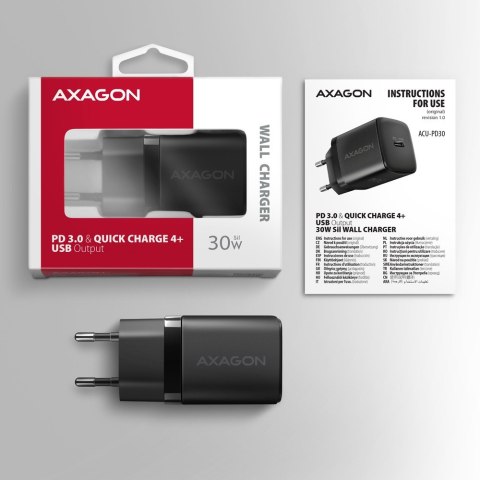 ACU-PD30 Ładowarka sieciowa PD 30W, 1x port USB-C, PD3.0/QC3.0/AFC/FCP/Apple Czarna ACU-PD30 Ładowarka sieciowa PD 30W, 1x port USB-C, PD3.0/QC3.0/AFC/FCP/Apple Czarna