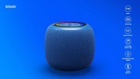 Głośnik bezprzewodowy Bluetooth 5W, BS-042, Niebieski Głośnik bezprzewodowy Bluetooth 5W, BS-042, Niebieski