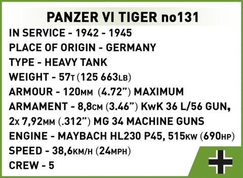 Klocki Panzer VI Tiger no131 Klocki Panzer VI Tiger no131